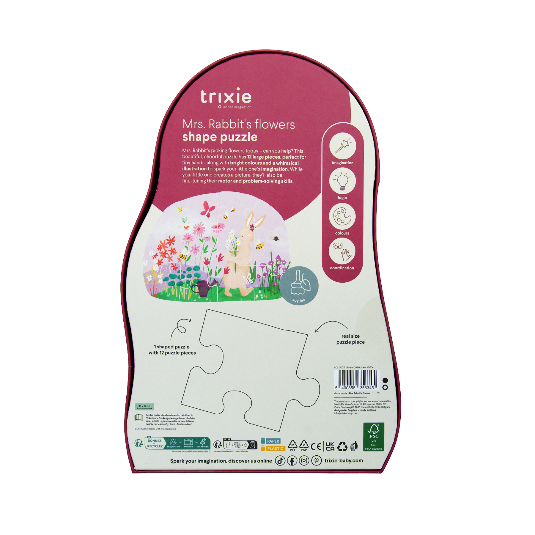 Formpuzzle - Mrs. Rabbit's Blumen - 12 Teile